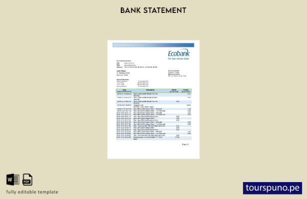 listo para imprimir plantilla de word   extracto bancario de Benin Ecobank